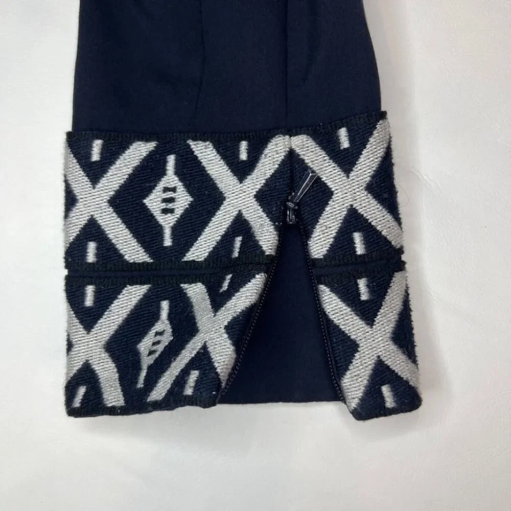 TORY‎ BURCH ARIANA V Neck Tunic with Taping Blouse Embroidered Knit Trim Size 4
